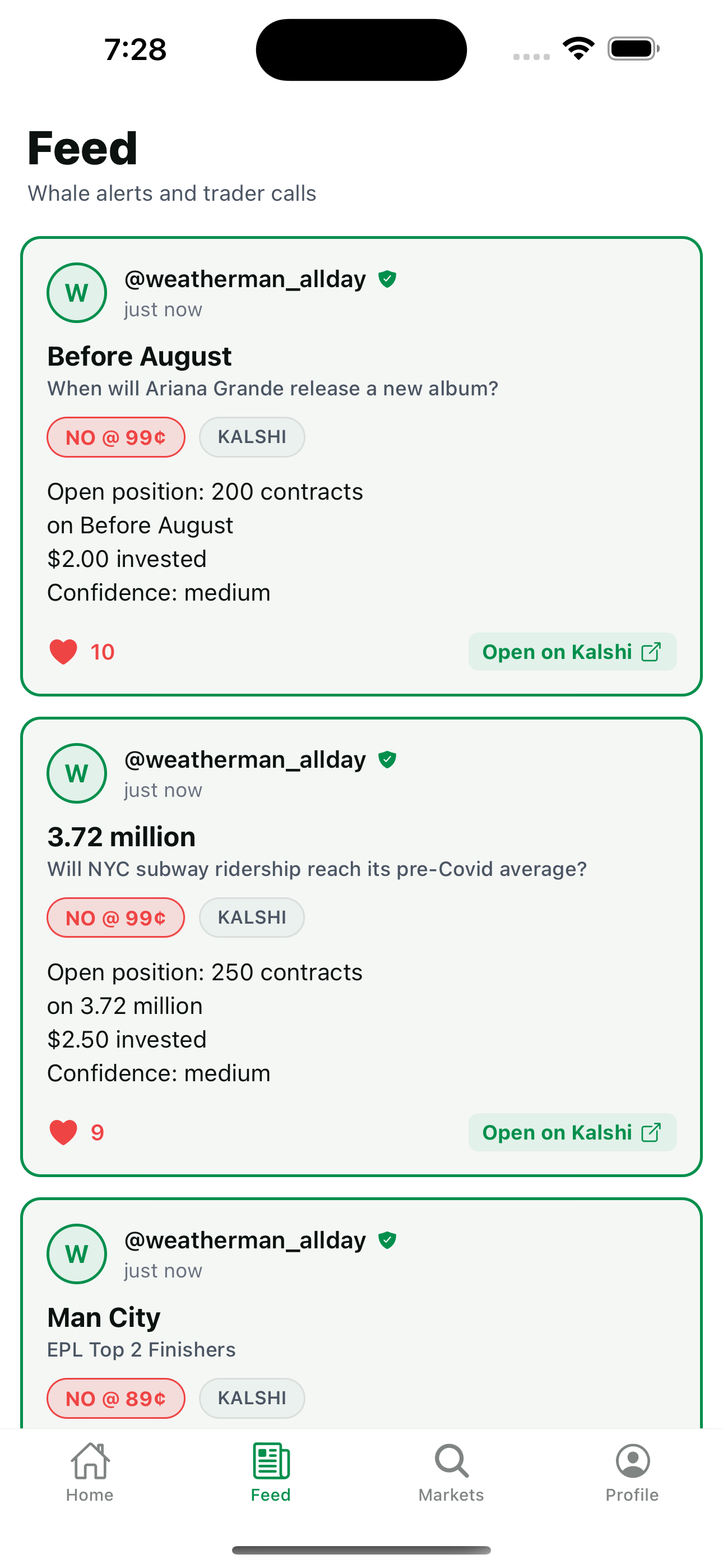 Live feed of whale alerts and trader positions